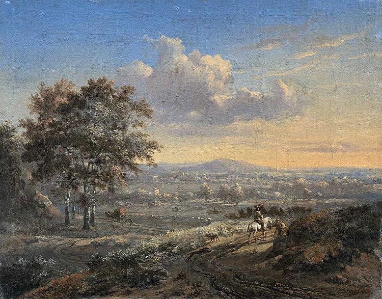 Jan Wijnants Hilly landscape with a rider on a country road. Germany oil painting art